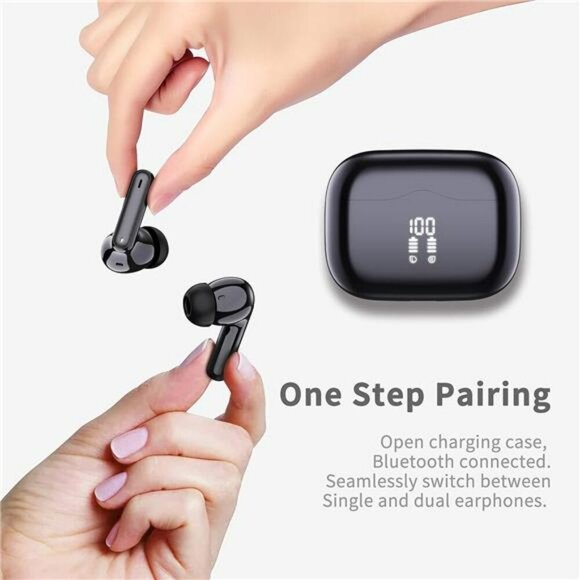 Wireless earbuds Bluetooth 5.4 deep bass noise canceling mic LED waterproof - Picture 4 of 7
